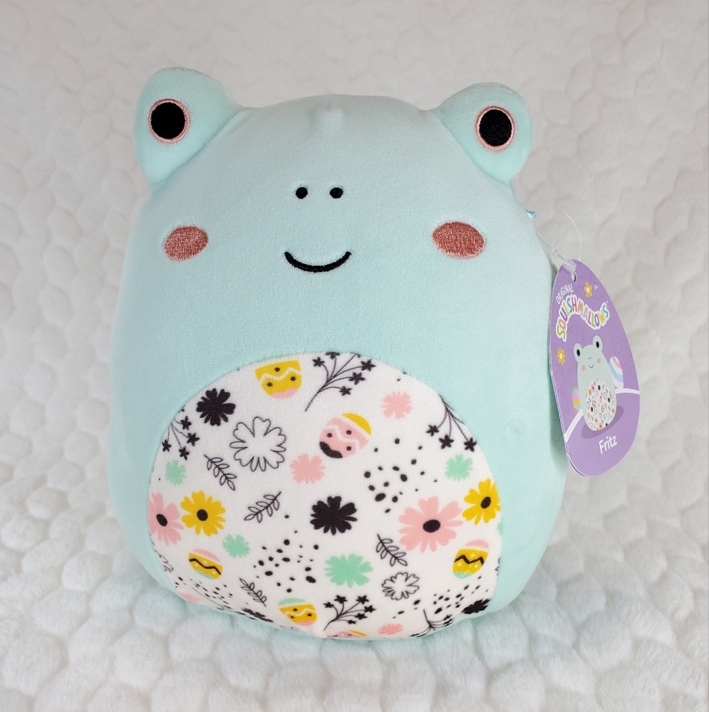 Fritz Squishmallows 8 Inch BNWT Mint Frog with Floral Belly Spring Easter Squad